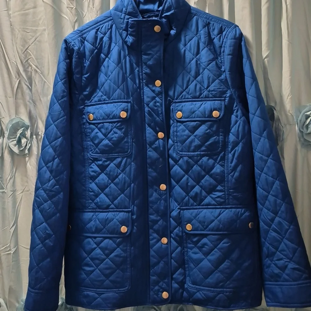 TALBOTS  Quilted Lightweight Barn Jacket Cobalt Blue Sz M